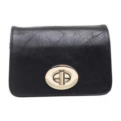 Merch-&-Carter-Ladies-vanity-bag-Bessie Vintage ladies flap over cross body bag-Black-F