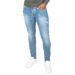Blue Distressed Ripped Denim Jeans