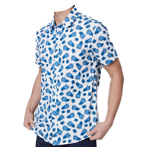 Off White Blue Pineapple Short Sleeve Shirt