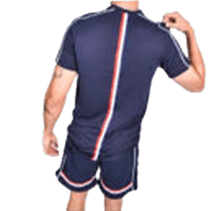 Navy Tape Striped Back Piped Short Set