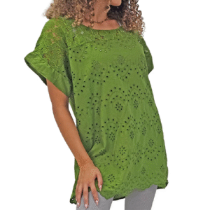 Floral Embroidered Pattern Tunic Cotton Top