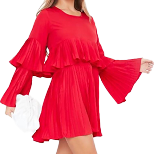 Job Lot Pleated Ruffle Mini Dress
