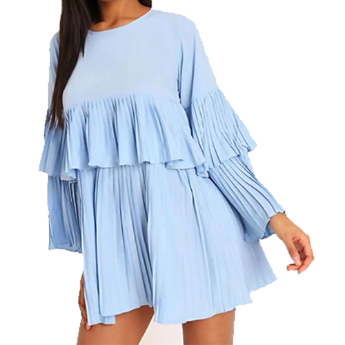 Job Lot Pleated Ruffle Mini Dress