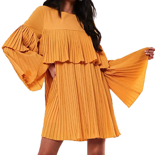 Job Lot Pleated Ruffle Mini Dress