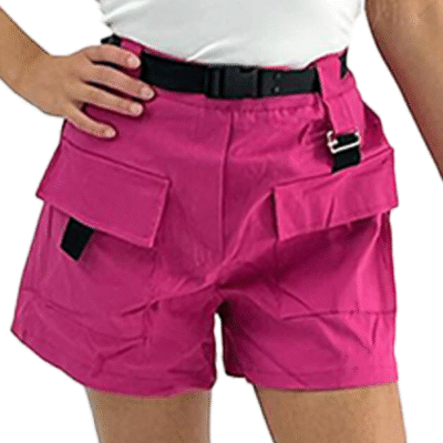 Flap Pocket Buckle Belted Cargo Shorts